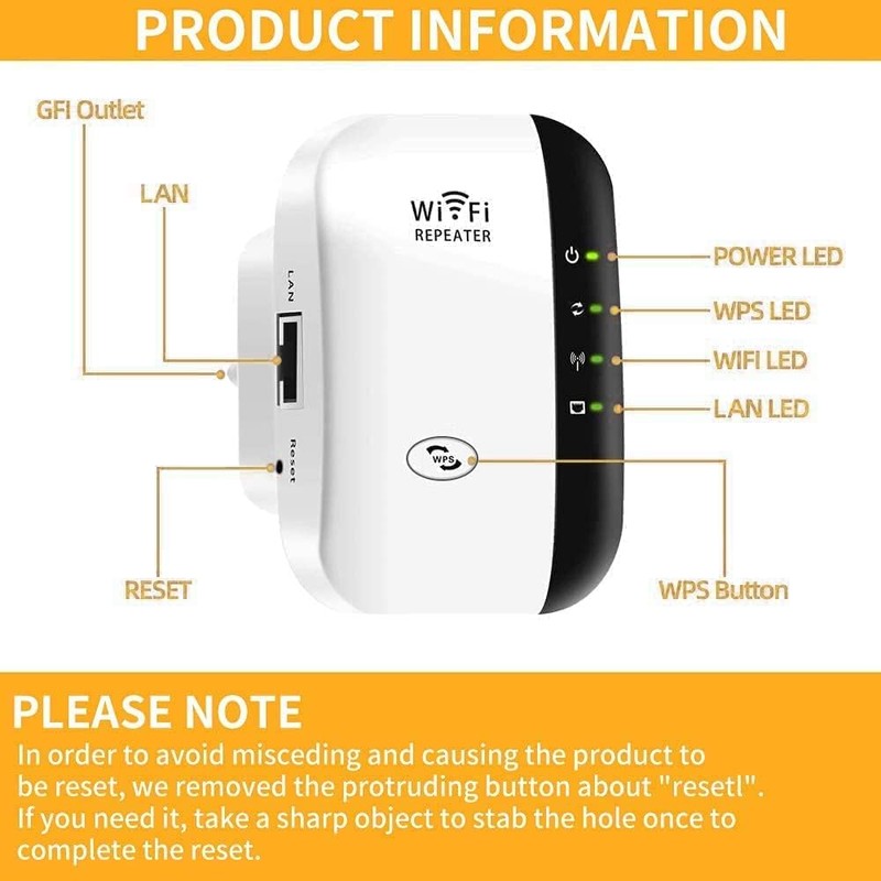 GUVGMY WLAN Repeater, WLAN Amplifier 300 Mbit/s 2.4 GHz WiFi