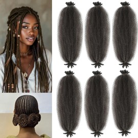 Spring Afro Twist Hair, 20 Inch Springy Marley Twist Braiding Hair Pre-Separated 6 Packs Spring Twist Afro Kinkys Bulk Hair for Soft Locs Crochet Hair Extensions for Black Women (4#, 20inch)