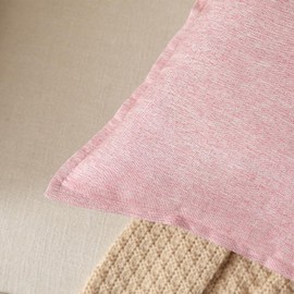 YAERTUN Pack of 2 Decorative Linen Soild Cushion Covers Farmhouse Neutral Throw Pillow Cases for Chair Couch Sofa Bedroom Living Room Home Decor 26 x 26 Inch 65x65 cm Pink