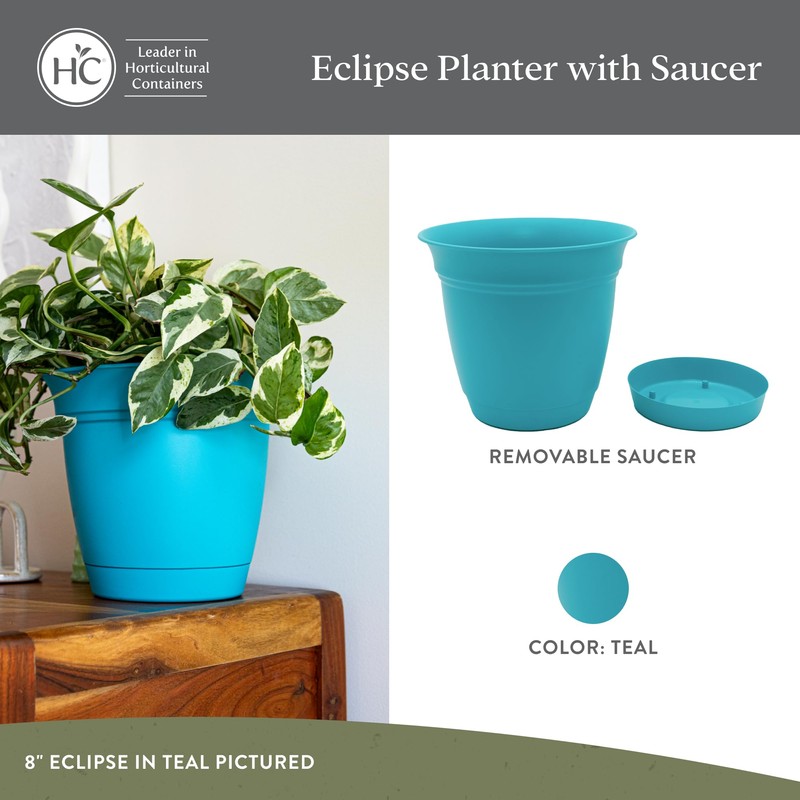 The HC Companies Eclipse Round Planter With Saucer - Outdoor