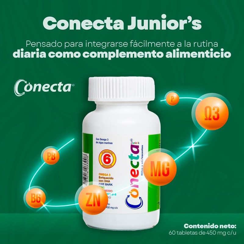 Conecta Junior Kids Dietary Supplement 450mg – Child Development Formula,