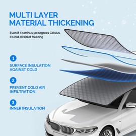 HXUING Winter Windscreen Cover, 145 x 95 cm, Car Windscreen Cover, Foldable, Suitable for Most Cars
