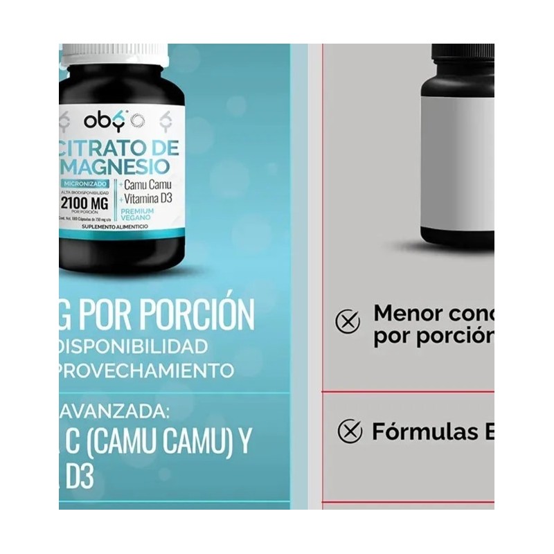 Citrato Magnesio 180 capsulas Vitamina C y D3 - Complejo