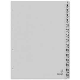 Kangaro Card Index A4 Numbers 1-31. 180gsm Recycled Grey FSC Card - 31 Pieces