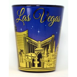 Las Vegas Nevada Purple & Gold Ceramic Shot Glass