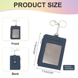 PATIKIL Card Holder Keychain Wallet, Leather RFID Blocking Credit Card Holder Slim Minimalist Wallet with Zipper Pocket for Men Women, Dark Blue