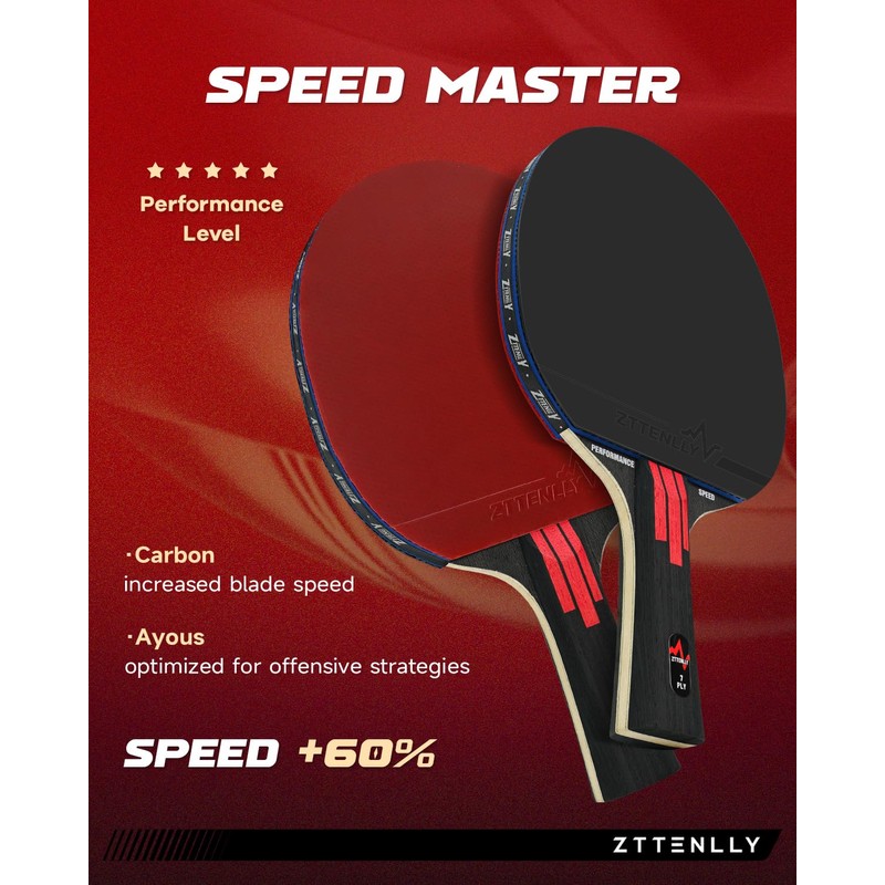 ZTTENLLY Ping Pong Paddle with Carbon Technology | Performance-Series,7-ply Finest