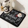 Kawani Black Coffee Bar Dish Drying Mats for Kitchen Counter