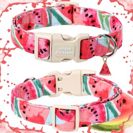 Unique style paws Dog Collar Quick Release Cotton Watermelon Collar Gift Durable Cute Collar for Small Medium Large Boys Girls Dogs