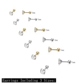 Kstudent 6 Pairs Titanium Earrings Studs, Hypoallergenic Stud Earrings for Women Girls Men