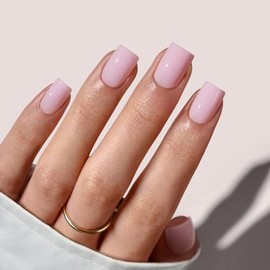 BTArtbox - Uñas cuadradas a presión, uñas cortas de verano con pegamento para mujeres, uñas de gel suave opacas en 16 tamaños, kit de 32 uñas adhesiva