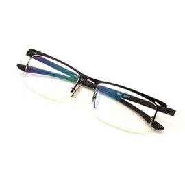 Featherweight Half Rim Reading Glasses With Anti-reflective AR Coating and Anti-Slip nose pad. (Black, 2.50)