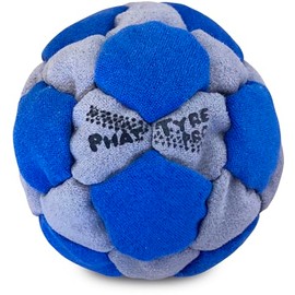 DIRTBAG PT Pro 32 Panel Footbag, Flying Clipper Original Design, Steel Pellet Filled for Maximum Control Handsewn - Grey/Blue.