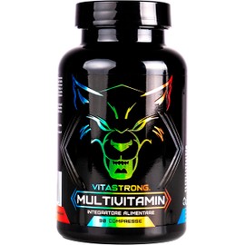 Complete Multivitamin Vitastrong Vitamin C, E, B1, B2, B6, D, A, K, B12, Biotin, 100% Natural and Pure, 13 High Dose Vitamins, Made in Italy
