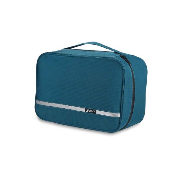 Jiemei Waterproof Hanging Toiletry Bag, Travel Wash Bag for Men and Women with 4 Compartments, Foldable Compact Size, High Quality Zipper, 2 Pieces Portable Hangers as Gift, Size L - Emerald Green
