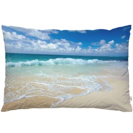 EKOBLA Throw Pillow Cover Beautiful Beach Summer Ocean Sea Tropical Space Coast Sand Water Seasonal Holiday Decor Lumbar Pillow Case Cushion for Sofa Couch Bed Standard Queen Size 20x30 Inch