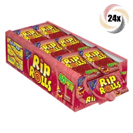 Rip Rolls Full Box 24x Packs Rip Rolls Cherry Fat Free Candy | 40 Inches of Fun | 1.4oz