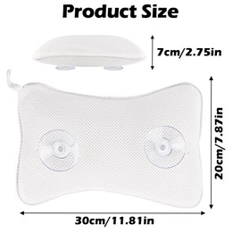 VMUTGA Bath Pillow, Ergonomic Pillow for the Bathroom, Bath Pillow with 2 Strong Suction Cups, Spa Bath Pillow for Optimal Neck Relaxation