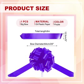 PATIKIL Big Car Pull Bow 25 Inch, Metallic Giant Bow Ribbon for Car Decoration Wedding Birthday Present Wrapping New Houses Decor, Purple