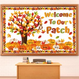 gisgfim Fall Classroom Bulletin Board Decorations Welcome to Our Patch Maple Leaves Pumpkin Paper Cutouts Fall Tree Bulletin Board Cutouts for Autumn Thanksgiving Classroom Home Wall Decor Supplies