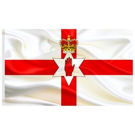 Second Ave Northern Ireland Flag 5ft X 3ft Large with Brass Eyelets Irish National Hand of Ulster Banner Flag