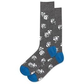 Hot Sox Men's Dice Crew Sock 1 Pair Pack, Dice (Grey), Men's Shoe Size: 6.5-12, Dice (Grey), 6.5-12