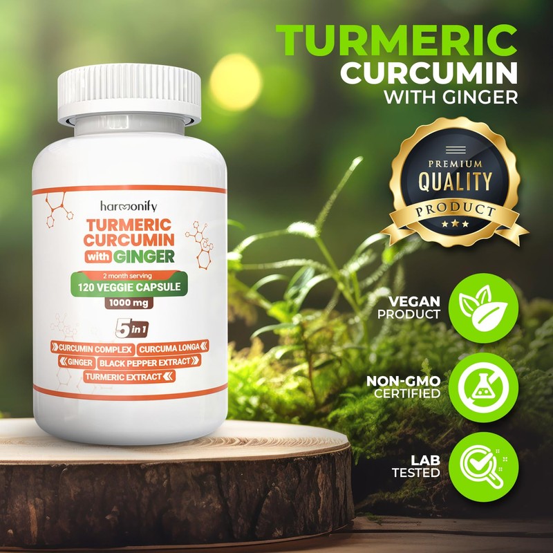 HARMONIFY Turmeric Curcumin Supplement with Ginger, Ceylon Cinnamon and Black