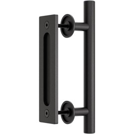 QINAIXQM 12''/30CM Sliding Barn Door Handle Double Sided Pull and Flush Barn Door Embedded Invisible Alloy Steel Frosted Black