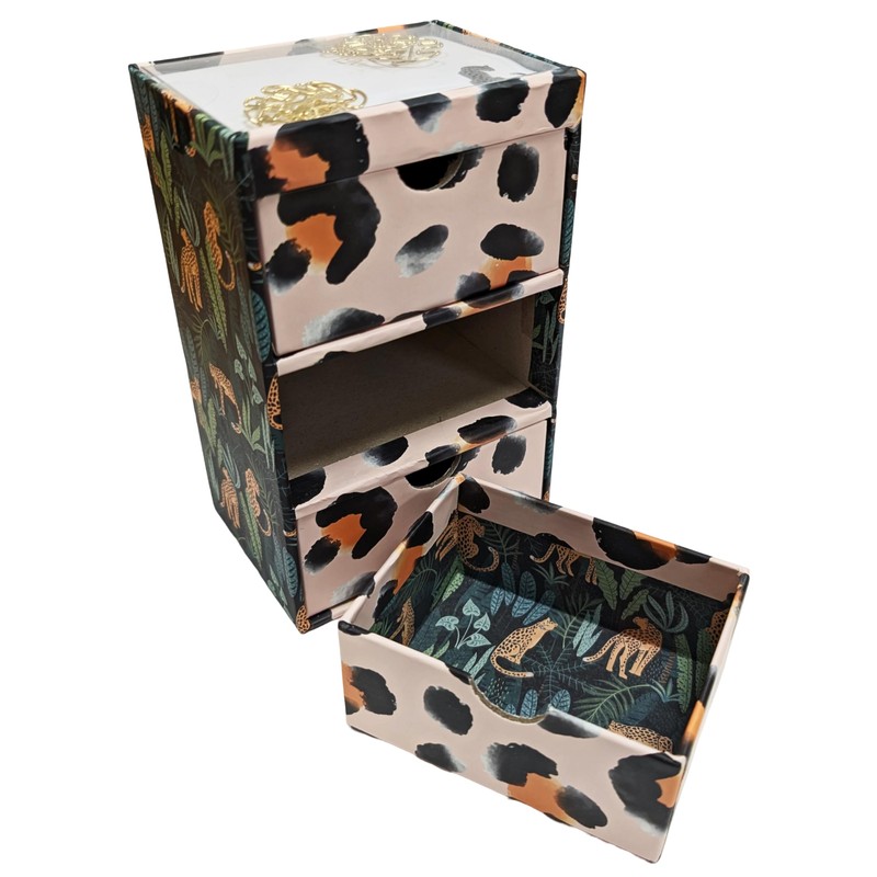 Quickdraw Animal Print Mini Desk Tidy – 3 Drawer Organiser