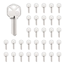 sourcing map 32pcs Key Blanks KW1 Brass Key Blanks Uncut Copper Structures for House Door Lock Replacement, Silver