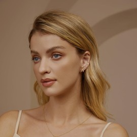 Dainty Gold Earrings for Women Trendy, 14k Gold Studs Earring Set Hypoallergenic Minimalist Cubic Zircon Diamond Earring for Women, Dainty Earrings Jewelry for Gifts