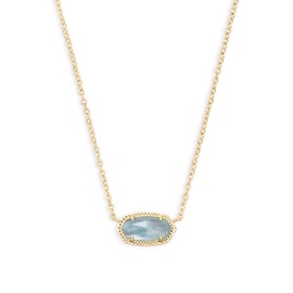 Kendra Scott Elisa Short Pendant Necklace for Women, Dainty Fashion Jewelry, 14K Gold-Plated Brass, Light Blue Illusion