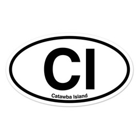 CI Catawba Island Oval Vinyl Car Bumper Window Sticker 3" x 2"