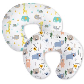 Little Grape Land Nursing Pillow Covers for Baby, Soft Removable Covers Breathable for Breastfeeding Pillows, 2 Pack Nursing Pillow Cases Fit Standard Nursing Pillows, Woodland Animals, Cover Only