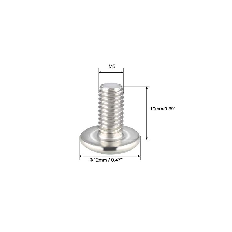 sourcing map Machine Screws, M5x10mm Phillips Screw, 304 Stainless Steel,
