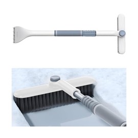 Mandark Car Windshield Snow Brush and Ice Scraper, Detachable Extendable Vehicle Snow Removal Tool with Ergonomic Foam Grip, Auto Window Scraper Accessories, Universal for SUV, Truck, RV (White)