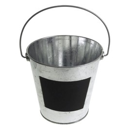 Homeford Galvanized Metal Bucket with Chalkboard Label, Silver (5-1/2-Inch)