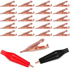Moxweyeni 20 Pack Micro Toothless Alligator Test Clips, Small Solid Copper Alligator Clips Electrical with Smooth Microscopic Tip, 5 Amp with Protective Insulation Cover for Solder