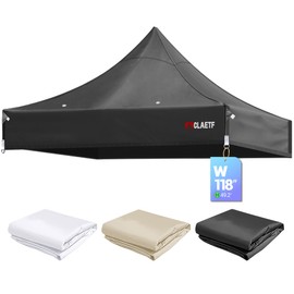 CLAETF 10x10 Canopy Replacement Top for Pop Up Canopy Tent - 4 Drainage Holes，10x10ft Canopy top Suitable for Most of the Standard Canopy(top only, Black)