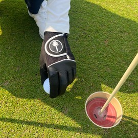 CROWNBLANKS PINKTEE Women's RainGrip Golf Gloves for Left Hand, All-Weather Soft Cabretta Leather Golf Glove with Ball Marks, 1 Piece (Blackwhite, M)