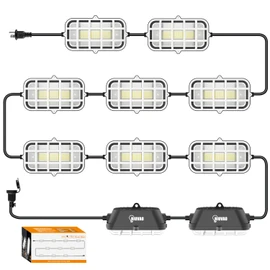 100ft LED Construction String Lights, 150W 15000LM Waterproof IP67 Led String Work Lights, Construction Temporary Lights (100ft-10lights).