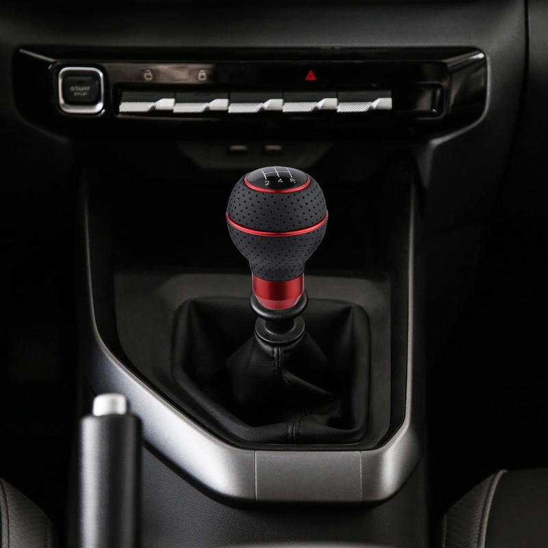 Padaodao 5 Speed Gear Shifter Handle Leather Shift Knob Round