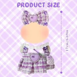 Pack of 4 Purple Doll Clothes for 17 cm Dolls, Cute Doll Outfit Doll Clothes with 1 Skirt, 1 Hair Clip, 1 Necklace and 1 Handbag, Doll