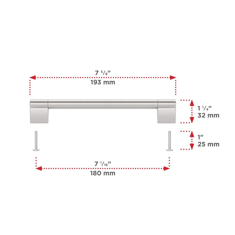 Richelieu BP527180195 Avellino Collection Brushed Nickel Cabinet Handle 7 1/16