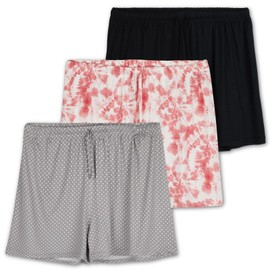 Paquete de 3: pantalones cortos de pijama elásticos ultra suaves y cómodos para mujer, ropa de dormir elegante (disponible en tallas grandes), Juego C, 3x