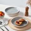 Pokini Gradient Green Stoneware Dinnerware Sets, 12 pcs Reactive Glaze