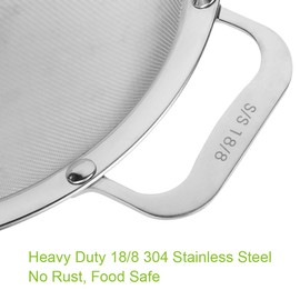 9" Large Mesh Strainer, Stainless Steel 18/8 Extra Fine Quinoa Sieve, with Solid Sturdy Handle, Flour Filter with Wider Hook