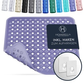 Homerella® Duschmatte rutschfest - 100% BPA frei - Inkl. 2 Haken zum Aufhängen 53x53cm - Antirutschmatte Dusche hautsensitiv & schimmelresistent - Duscheinlage maschinenwaschbar