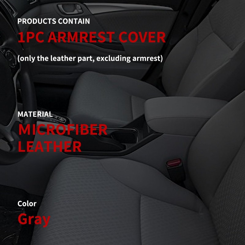 HLUCHY Gray Center Console Armrest Cover Compatible with Honda Civic