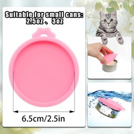 PINE & LINEN 4 Pcs 2.5inch Durable Pet Can Lids, Silicone Small Pet Can Covers Waterproof Cat Food Cans Lids for 3 oz Cat Food Cans（Pink）